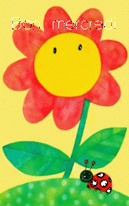 Gif animé Bon mercredi fleurs coccinelle
